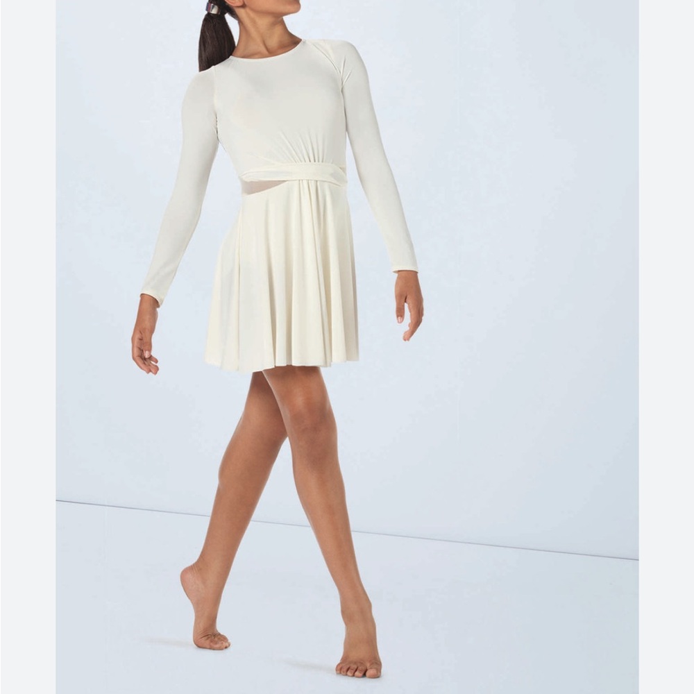 Weissman Ivory Long Sleeve Dance Dress